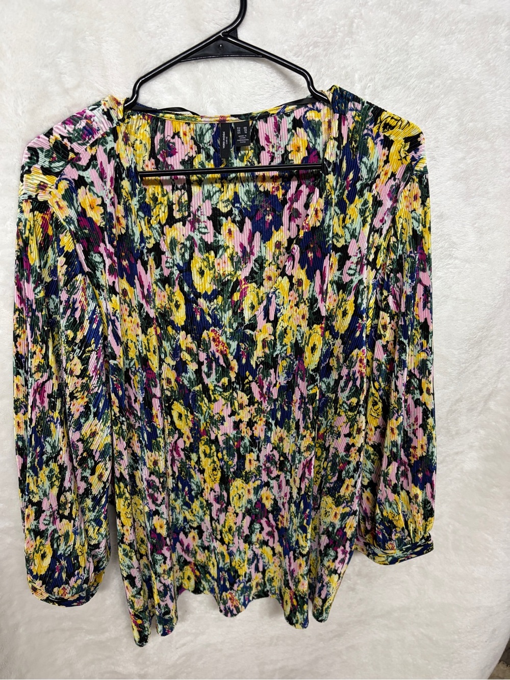 Vero Moda Multicolor Floral Pleated Long-Sleeve Blouse